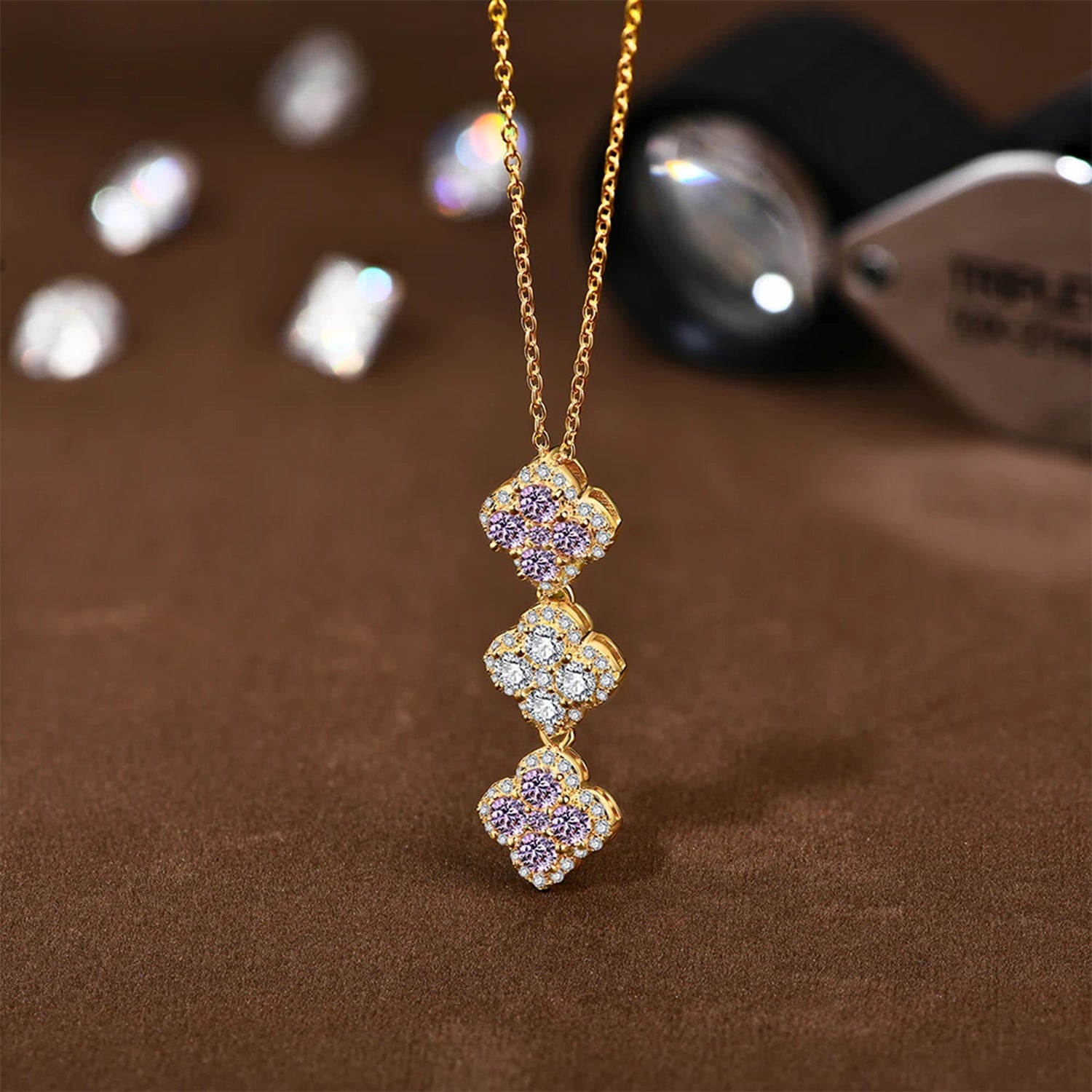 Eternal Moissanite Flower Pendant Necklace